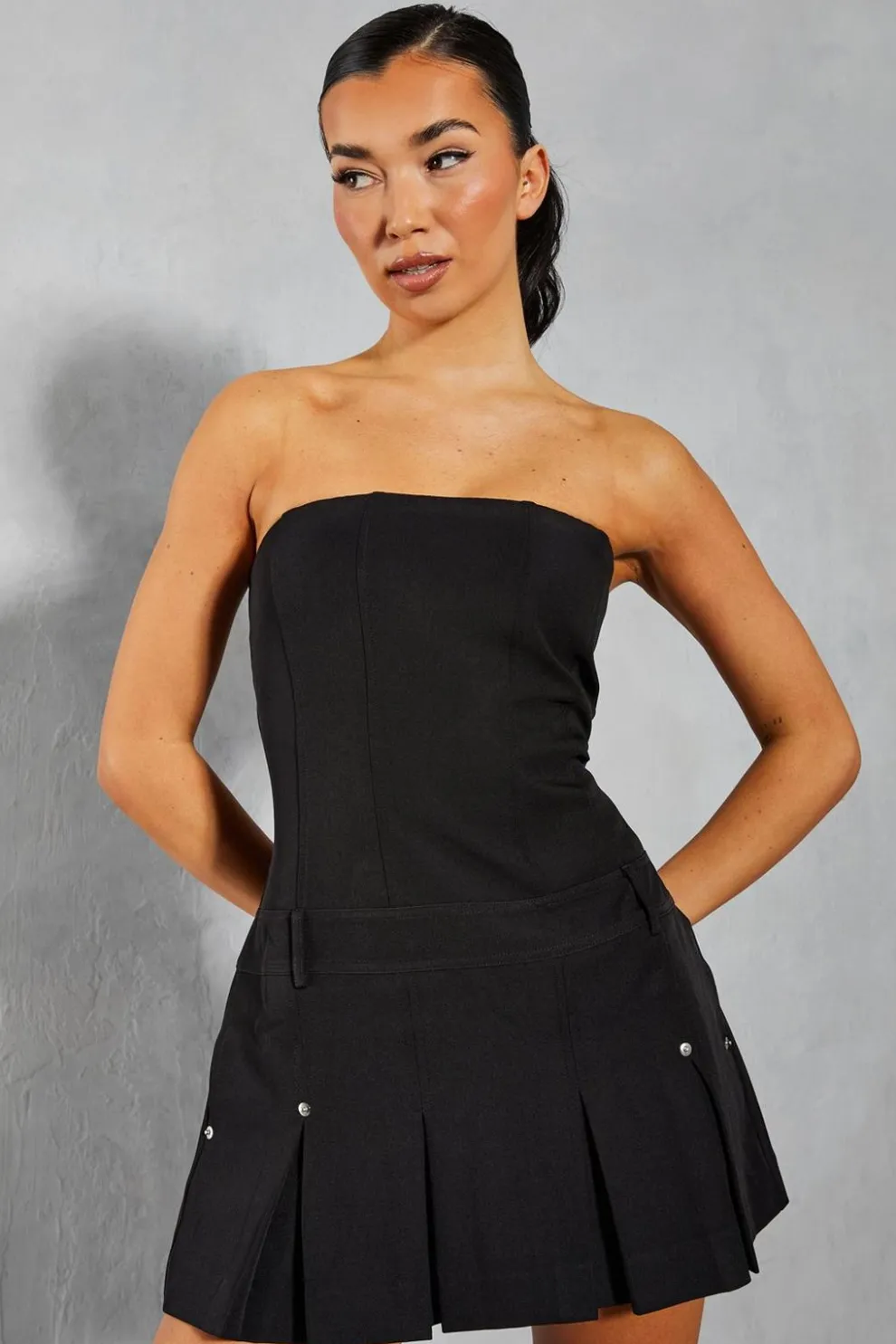 Pleated Hem Bandeau Mini Dress | Nasty Gal