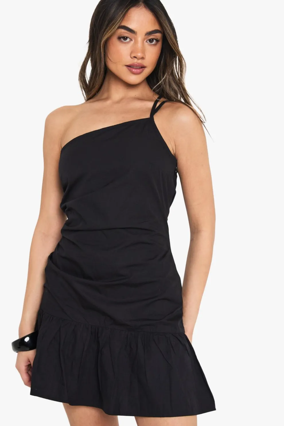 Linen Look Ruched Mini Dress | Nasty Gal