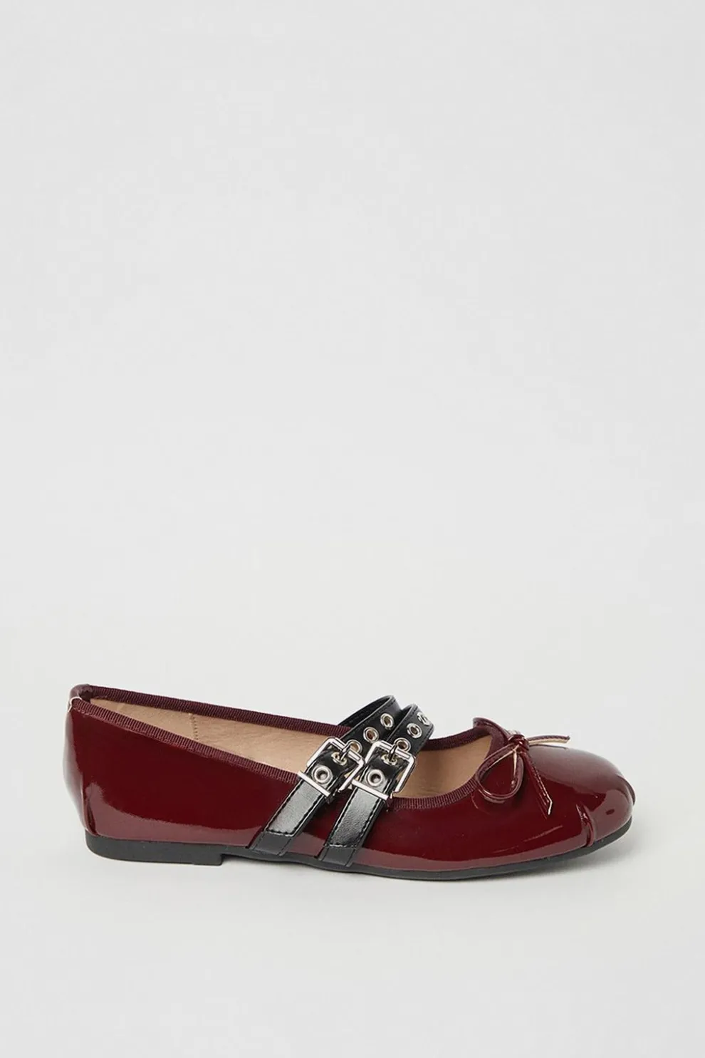 Double Buckle Strap Patent Ballet Flat | Nasty Gal