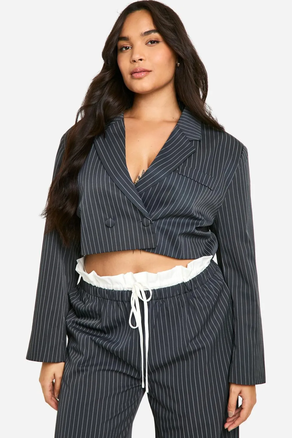 Plus Stripe Cropped Blazer | Nasty Gal
