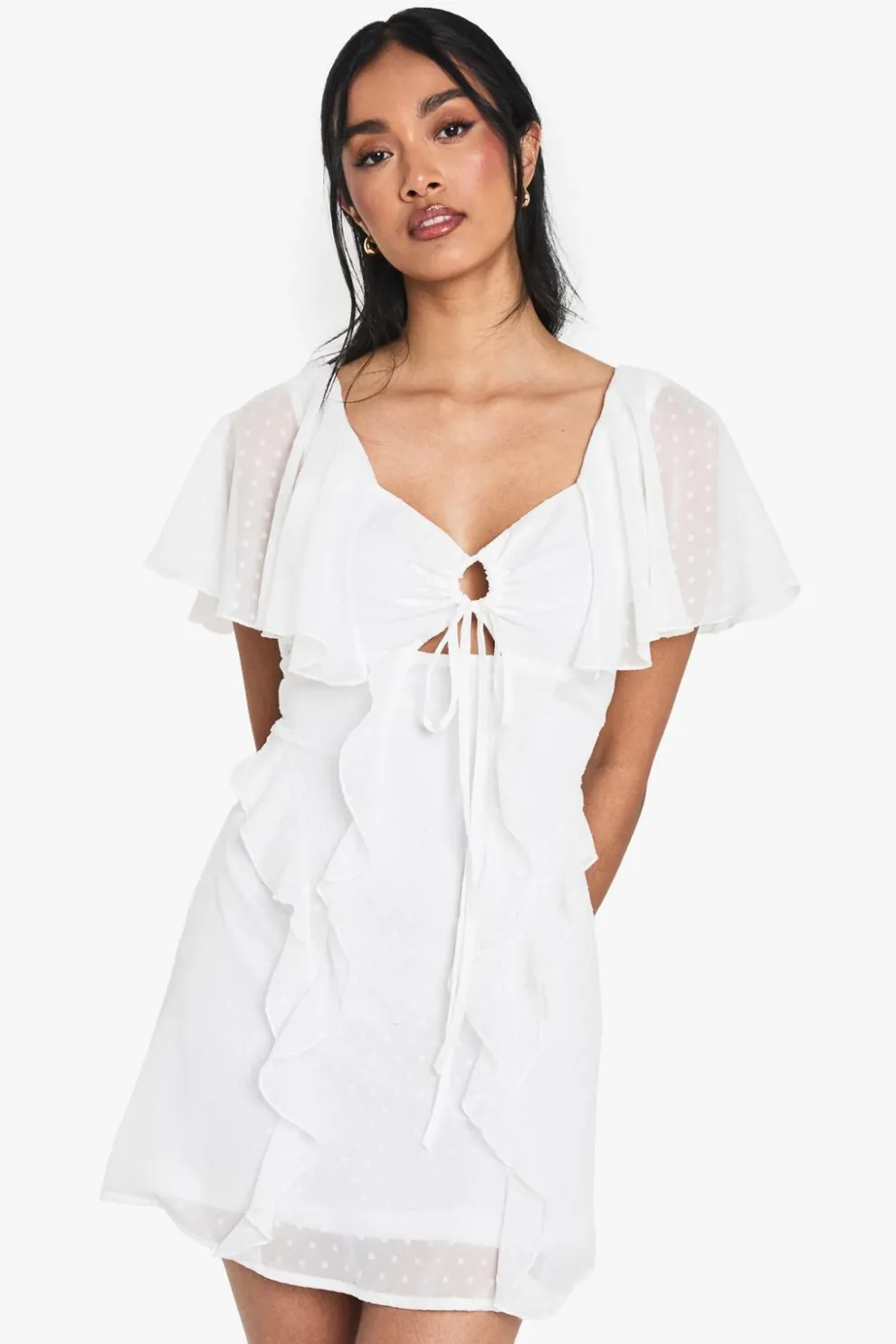 Dobby Chiffon Ruffle Mini Dress | Nasty Gal