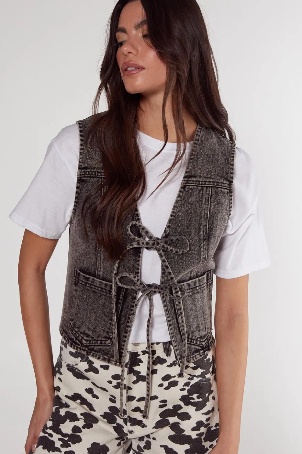 Tie Front Denim Gilet | Nasty Gal
