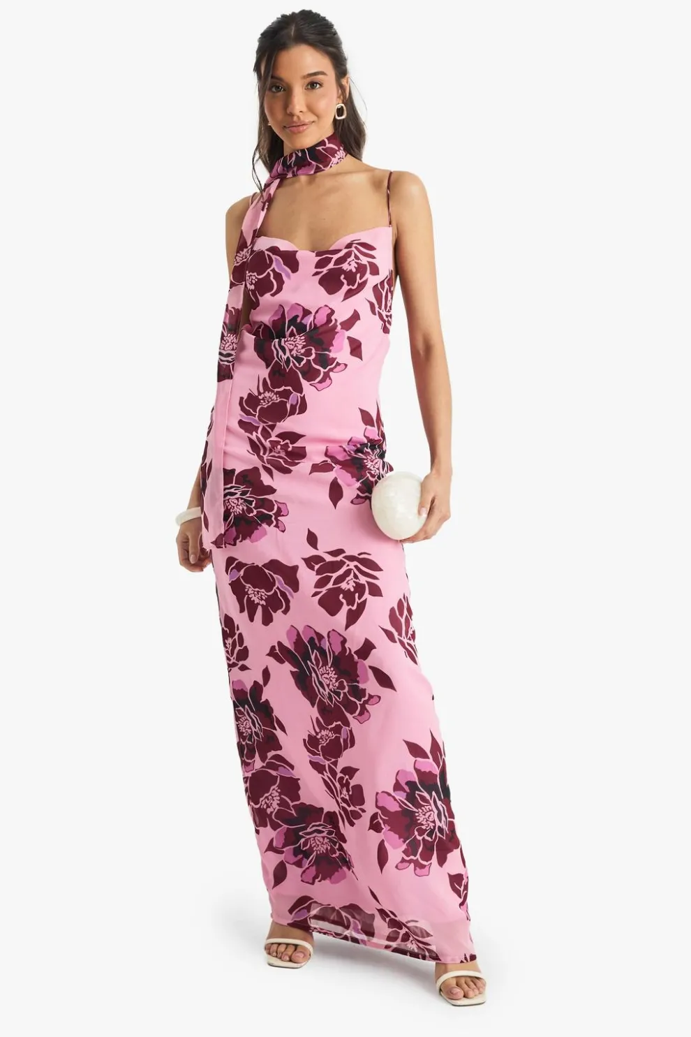 Floral Chiffon Slip Dress with Neck Tie | Nasty Gal
