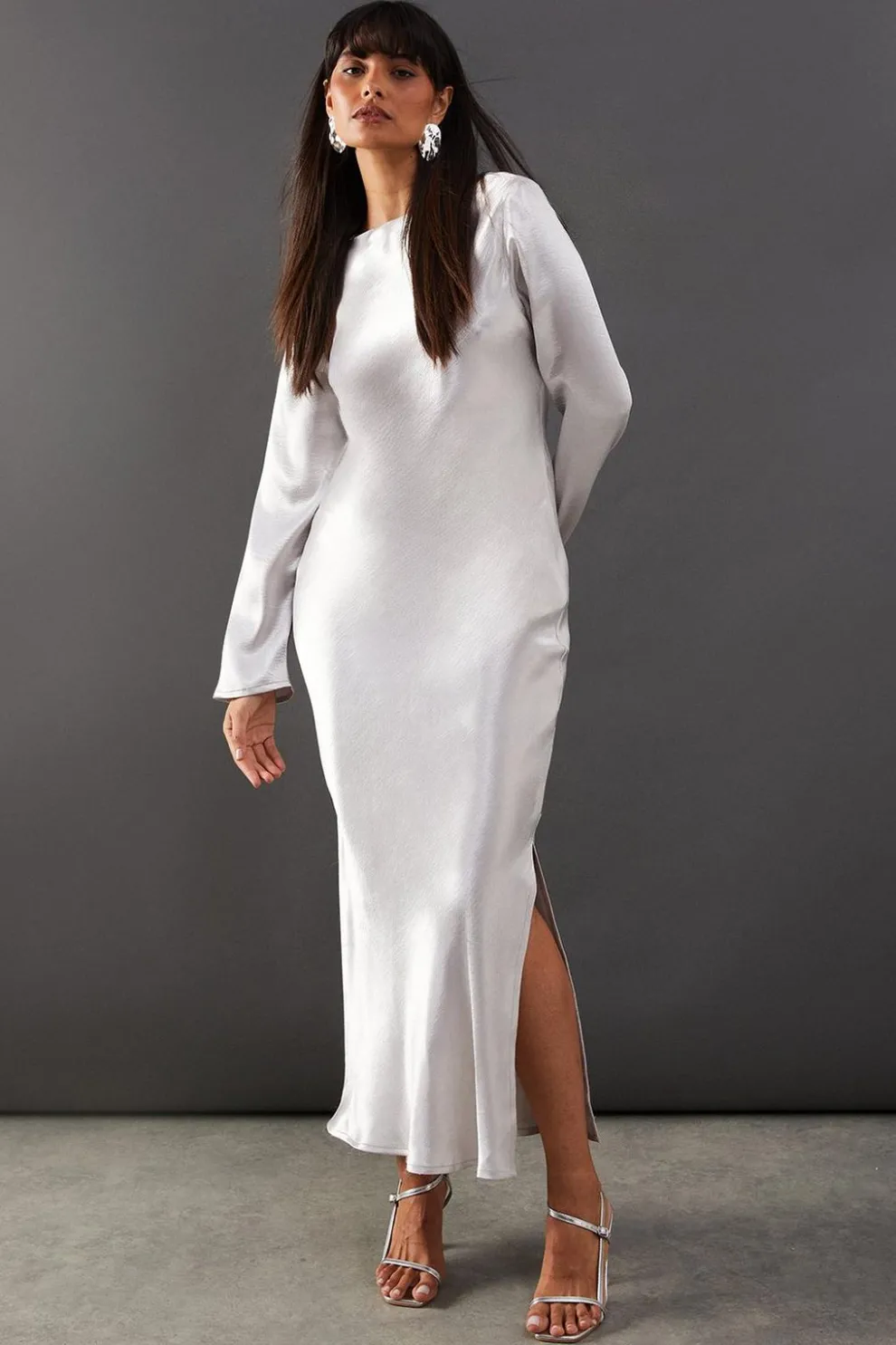 High Shine Metallic Satin Column Midi Dress | Nasty Gal