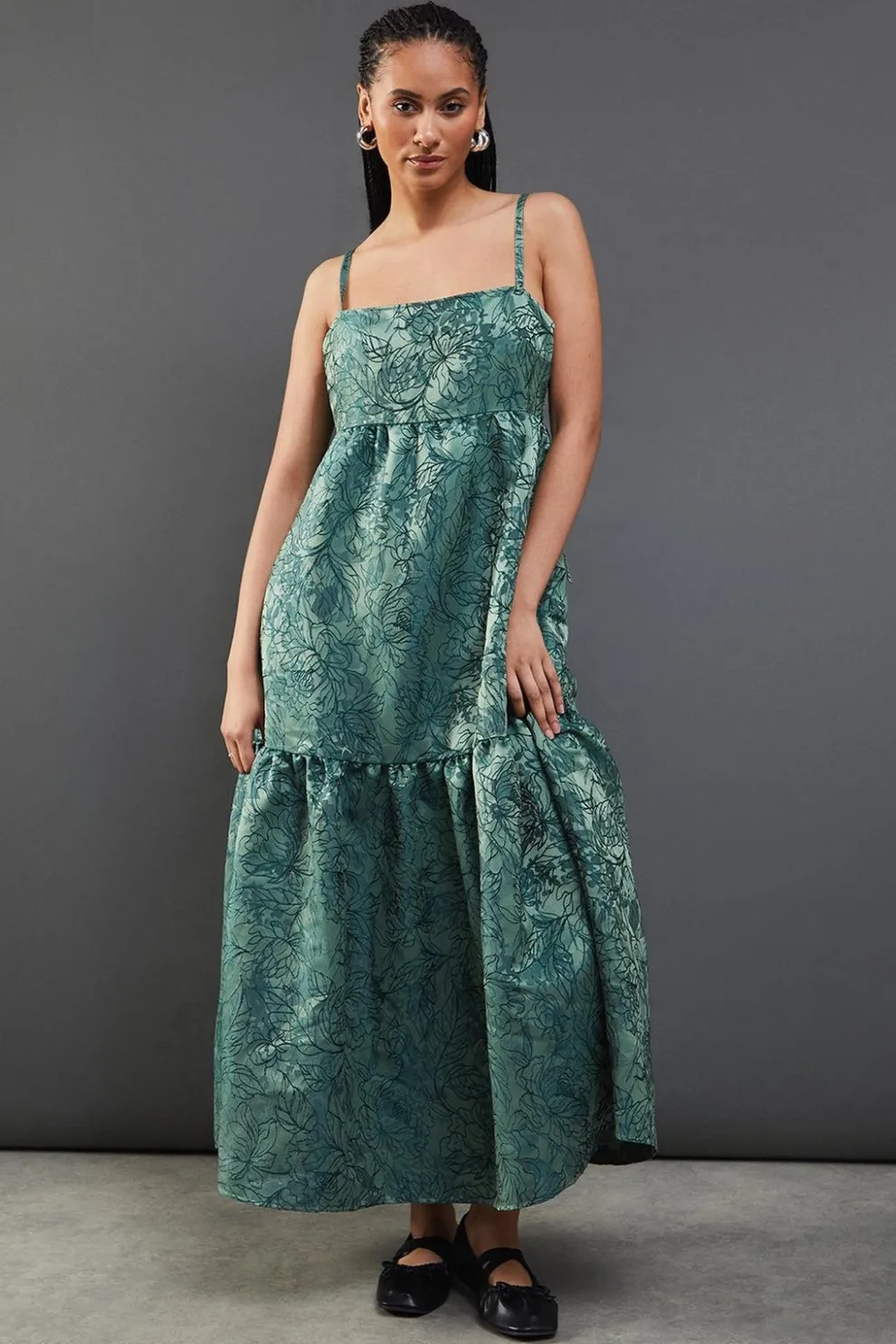 Jacquard Strappy Smock Midi Dress | Nasty Gal