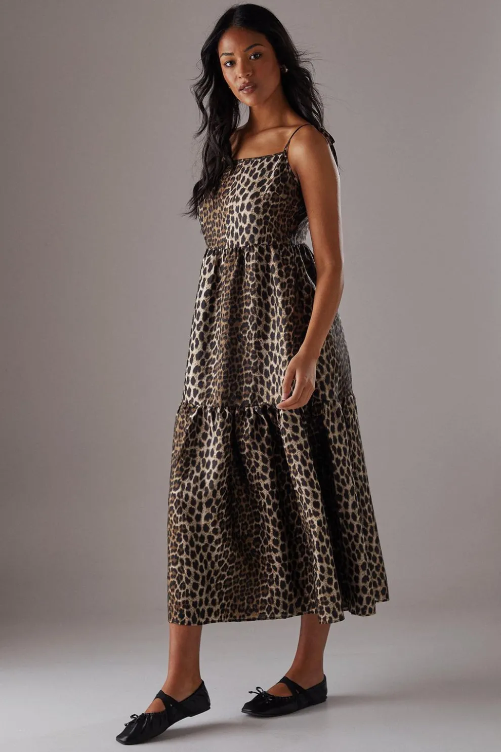 Animal Organza Strappy Smock Midi Dress | Nasty Gal